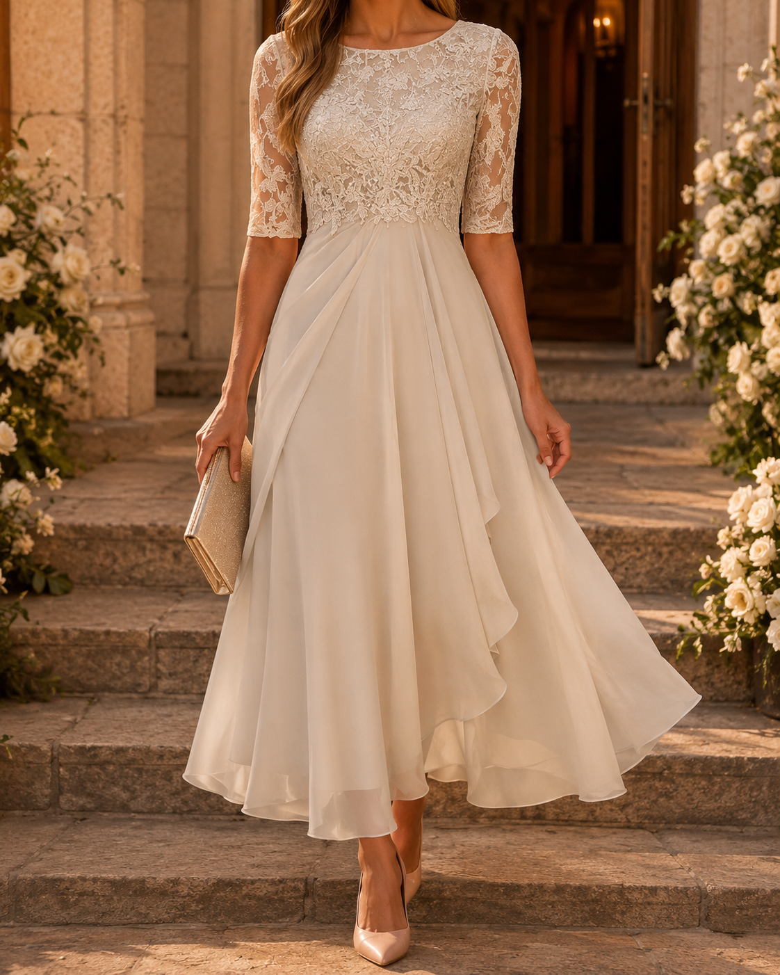Romina | Vestido midi de encaje estilizado