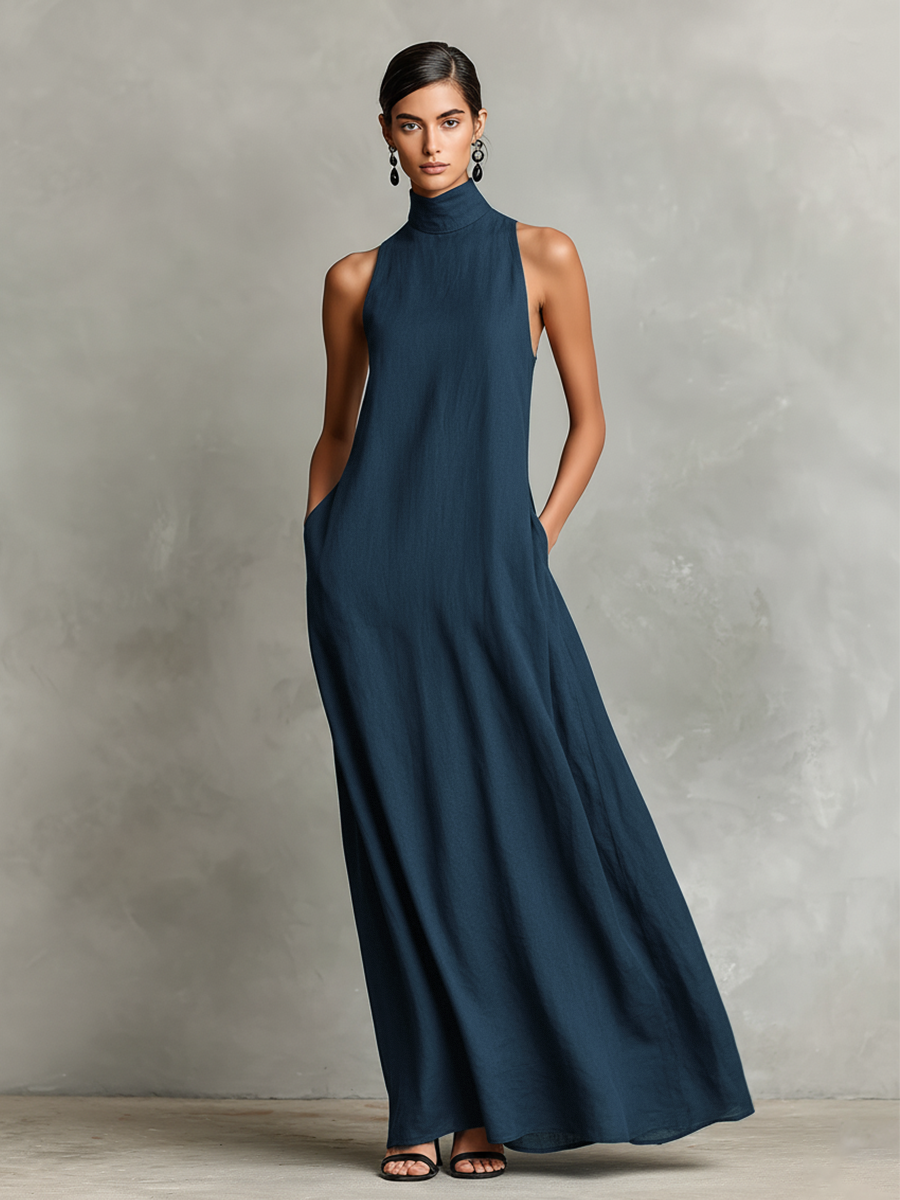 Caterina | Vestido largo minimalista - Azul