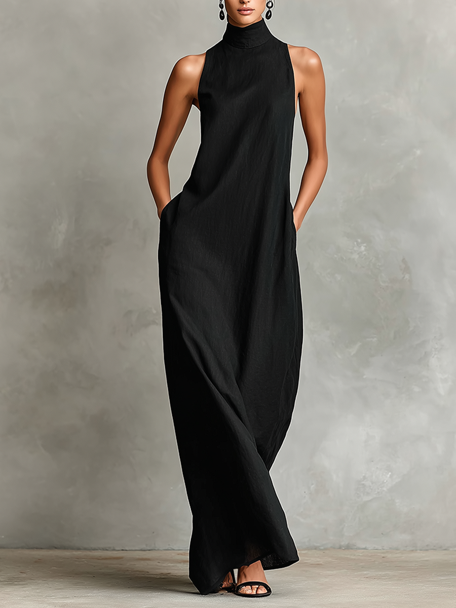 Caterina | Vestido largo minimalista - Negro