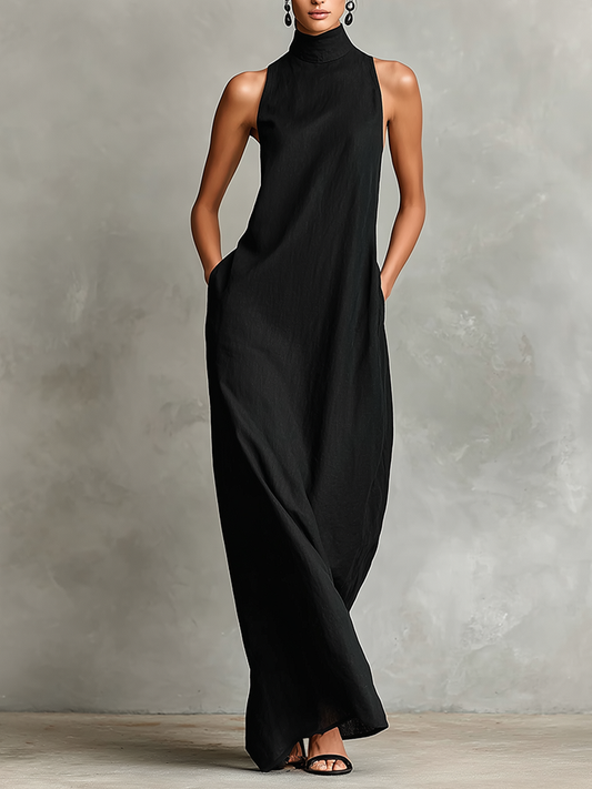 Caterina | Vestido largo minimalista - Negro