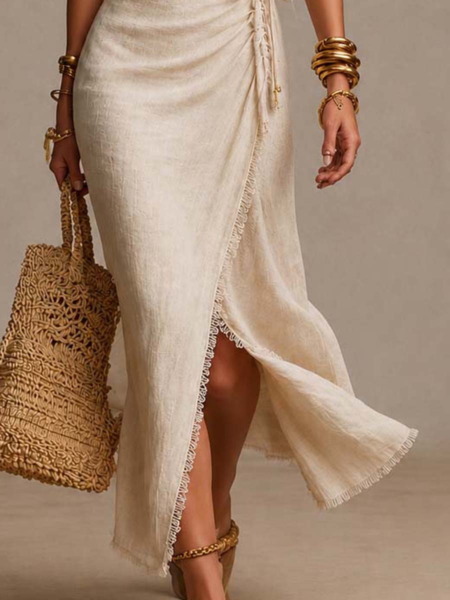 Nerina | Vestido midi cruzado drapeado