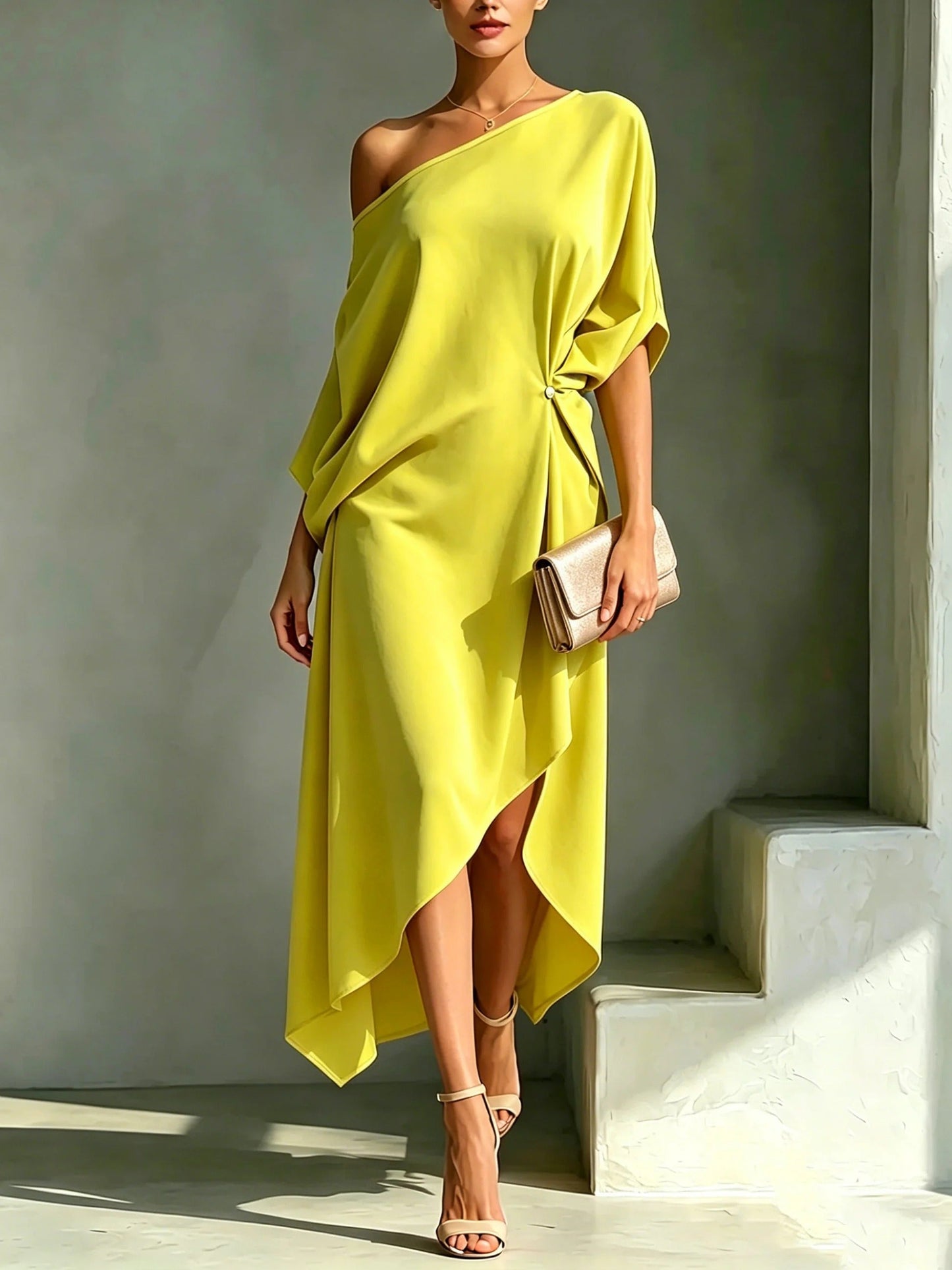 Clara | Vestido asimétrico elegante - Amarillo