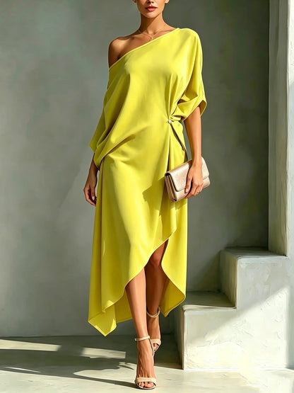 Clara | Vestido asimétrico elegante - Amarillo