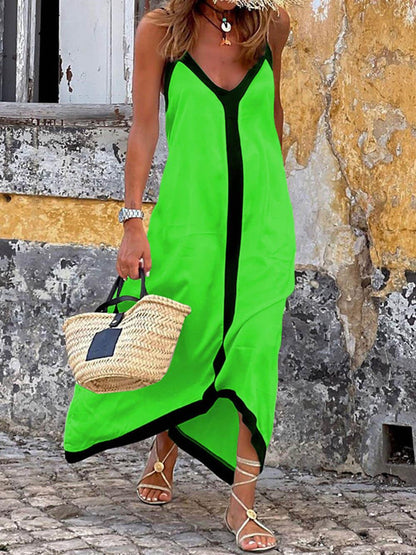 Silvana | Vestido midi a bloques de color - Verde