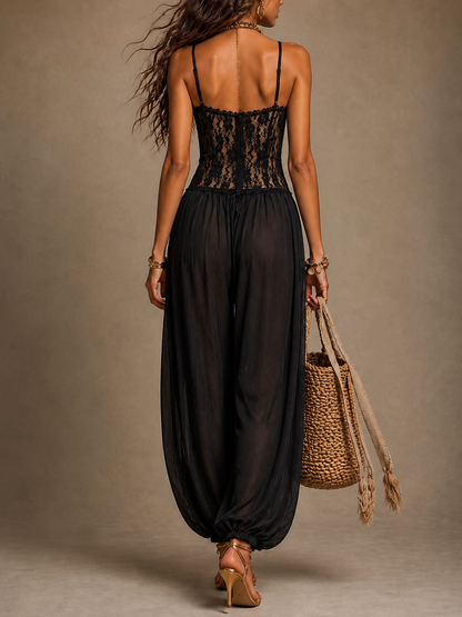 YEISA | MONO HALTER CON ENCAJE FLUIDO
