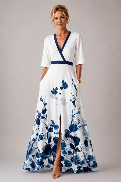 Sabina | Vestido refinado con estampado floral - Blanco