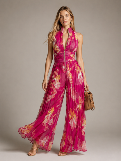 LEILA | MONO PLISADO FLORAL FUCSIA