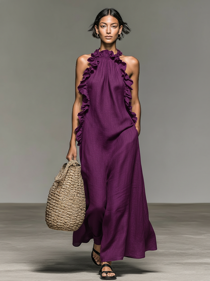 Lora | Vestido maxi con bolsillos - Morado