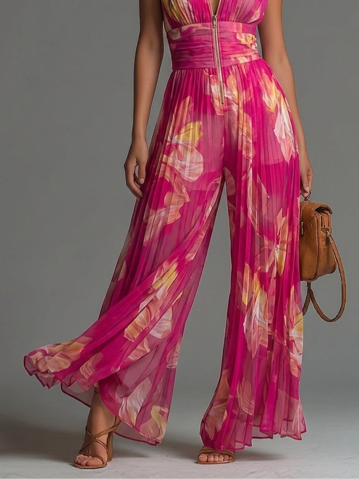 LEILA | MONO PLISADO FLORAL FUCSIA