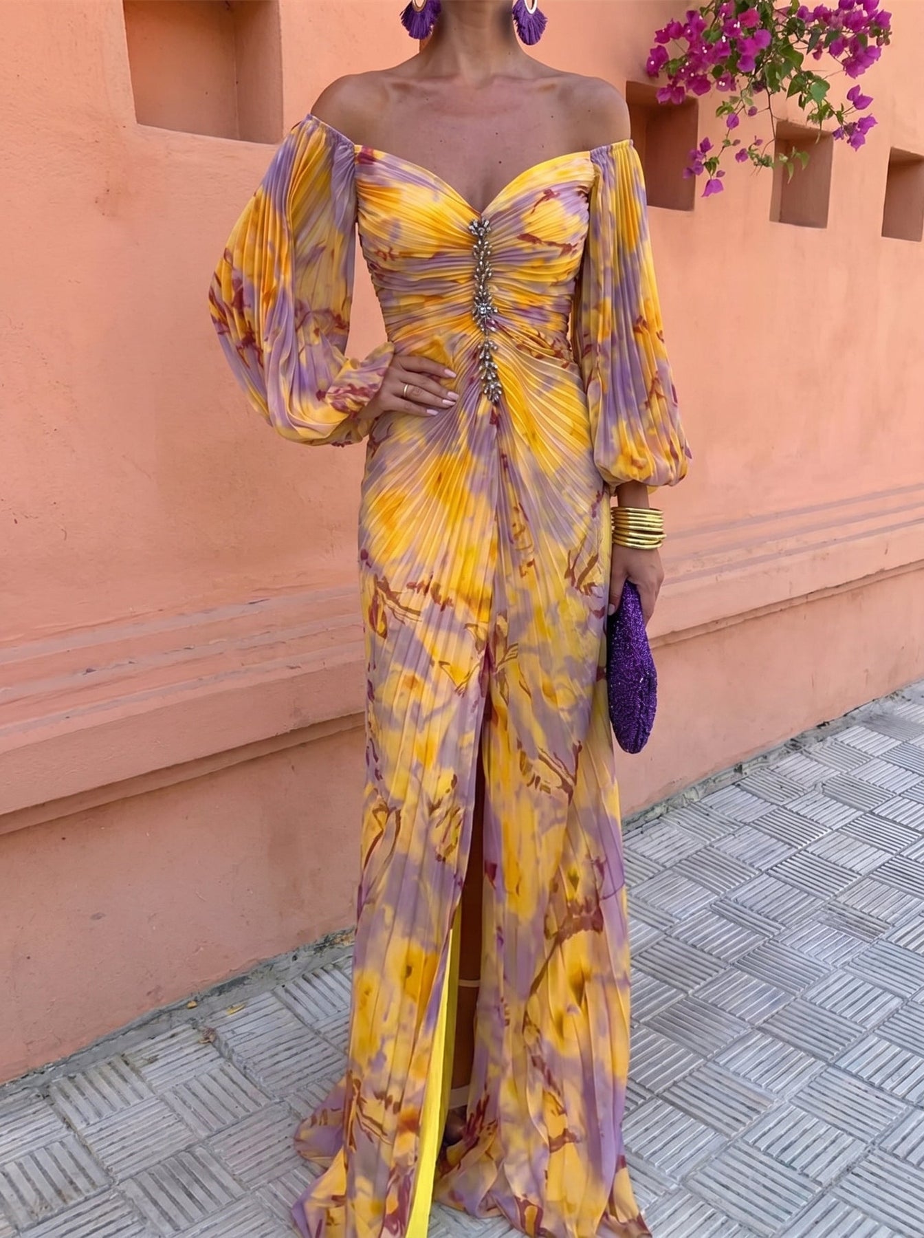 Ludovica | Vestido maxi floral - Amarillo