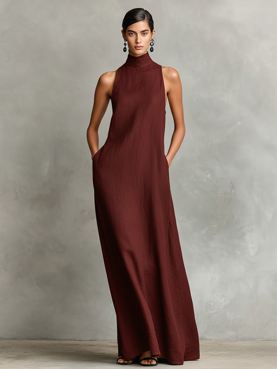 Caterina | Vestido largo minimalista - Borgoña
