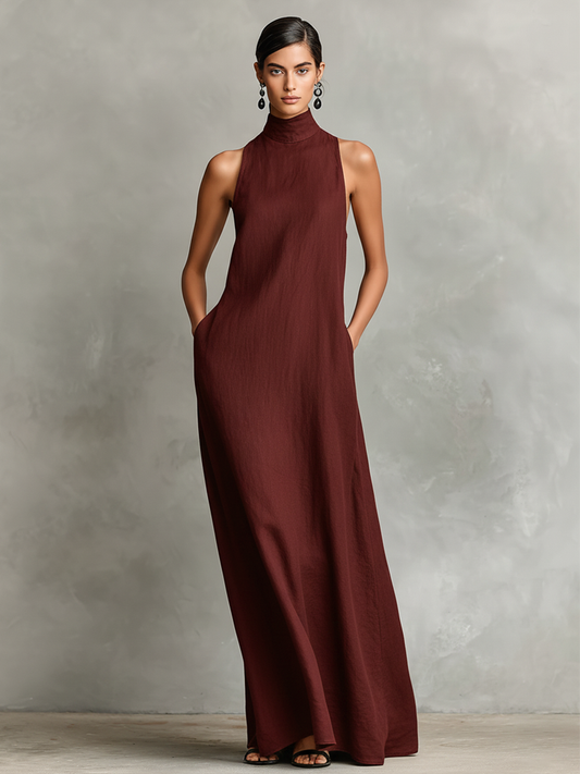 Caterina | Vestido largo minimalista - Borgoña