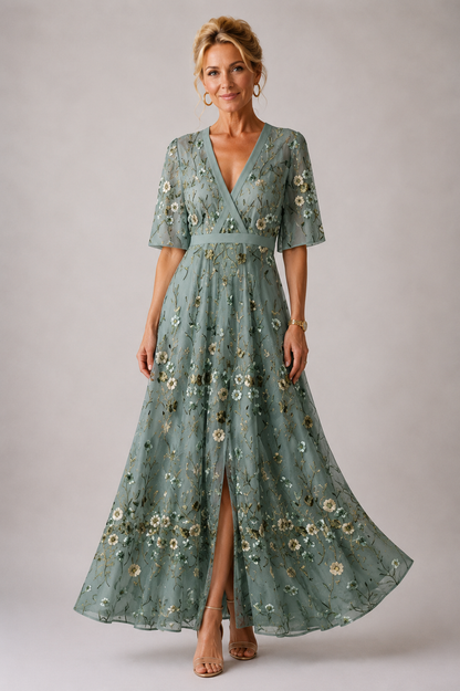 Sabina | Vestido refinado con estampado floral - Verde